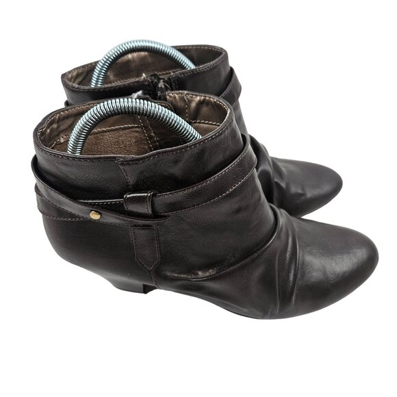 Life Stride Ankle Boots Womens Size 11W Georgette Brown Faux Leather Booties - Picture 5 of 9